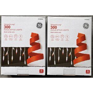 300 GE Multi-Color String-A-Long Icicle Style Lights (Lot Of 2) 600 Lights NEW